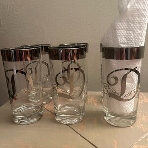 MCM Silver Rimmed Monogram “D” Glass Set